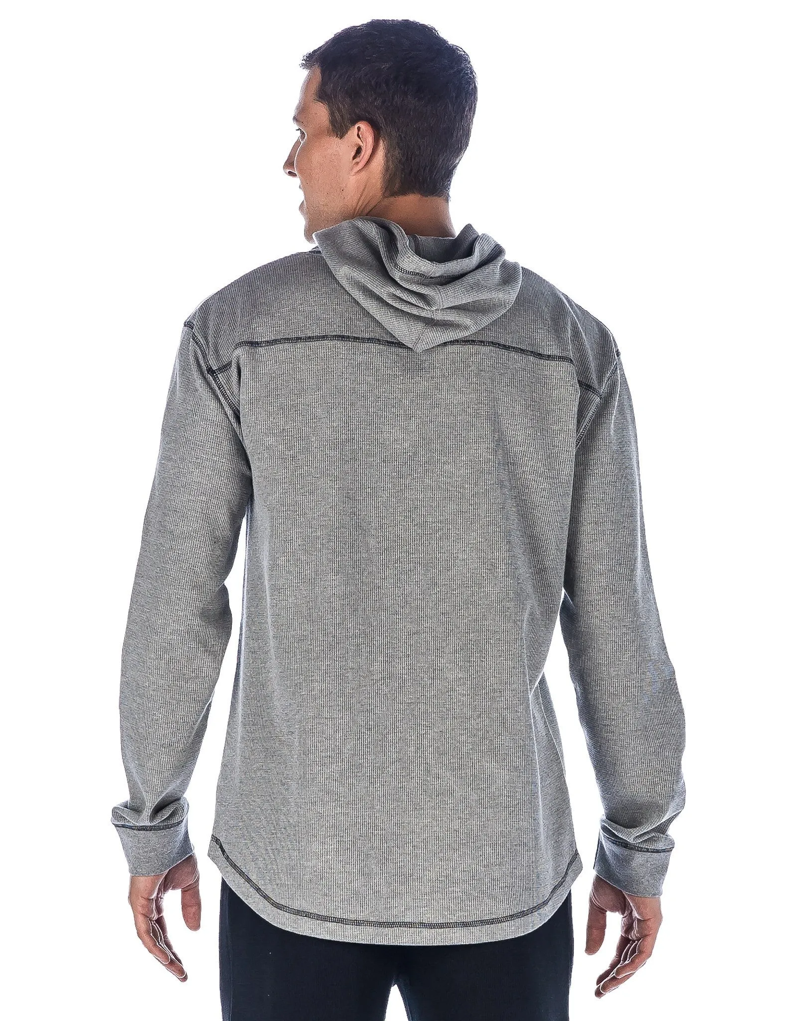 Men's Solid Thermal Lounge Hoodie - with Contrast Stitching