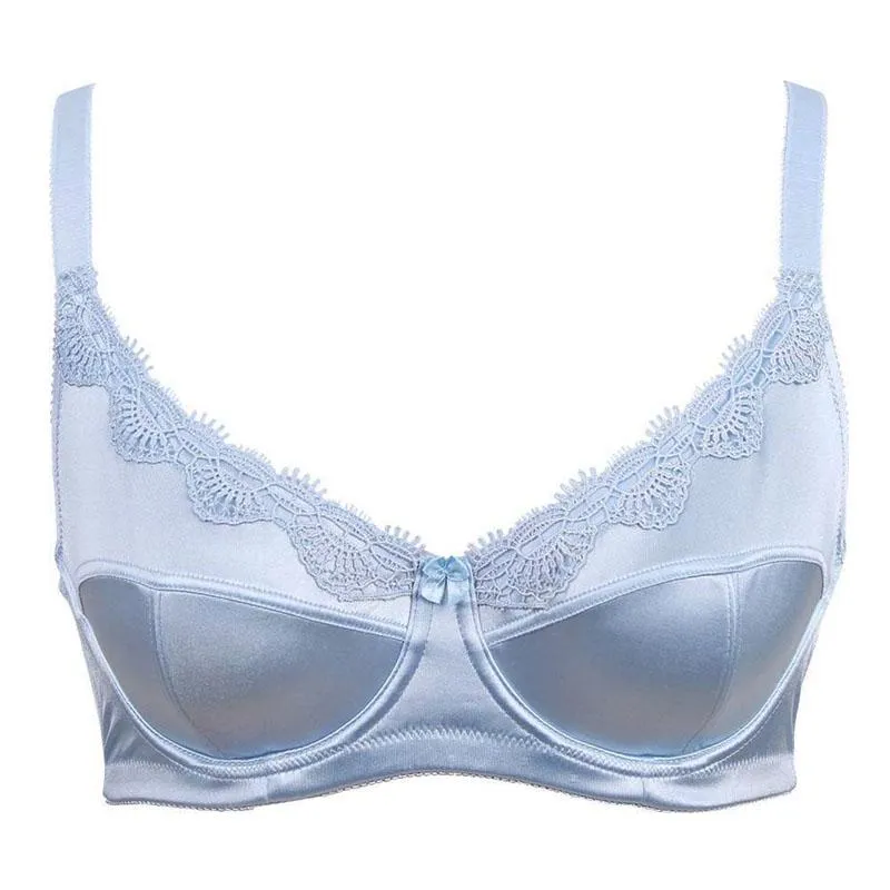 Mierside Sexy Plus Size Women Underwear Bra Satin Embroidery Underwear