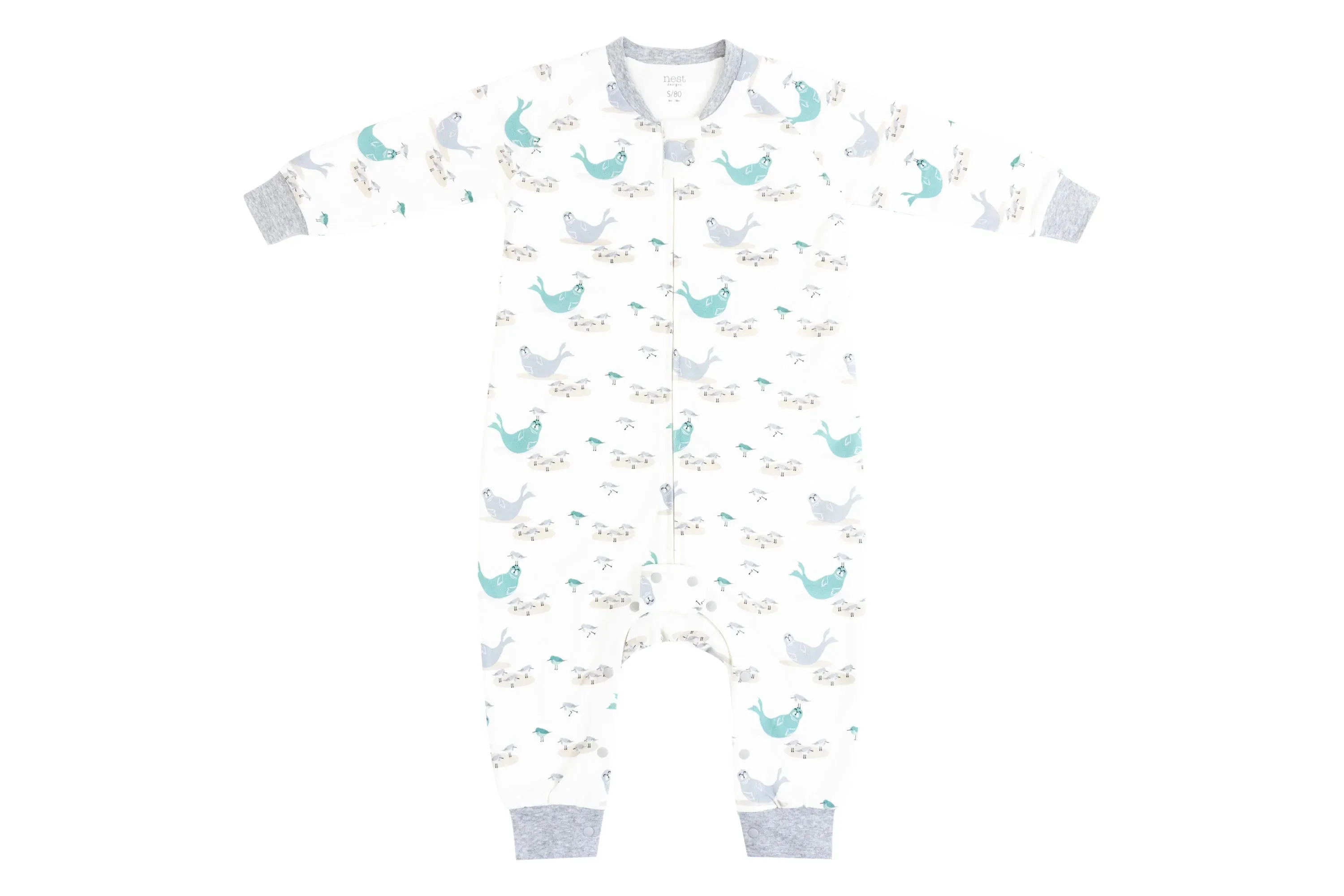 Nest Designs Organic Cotton Long Sleeve Sleep Suit 1.0 TOG - Basking Buddies