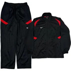 Nike 2000s Nylon Tracksuit In Black & Red ( XL )