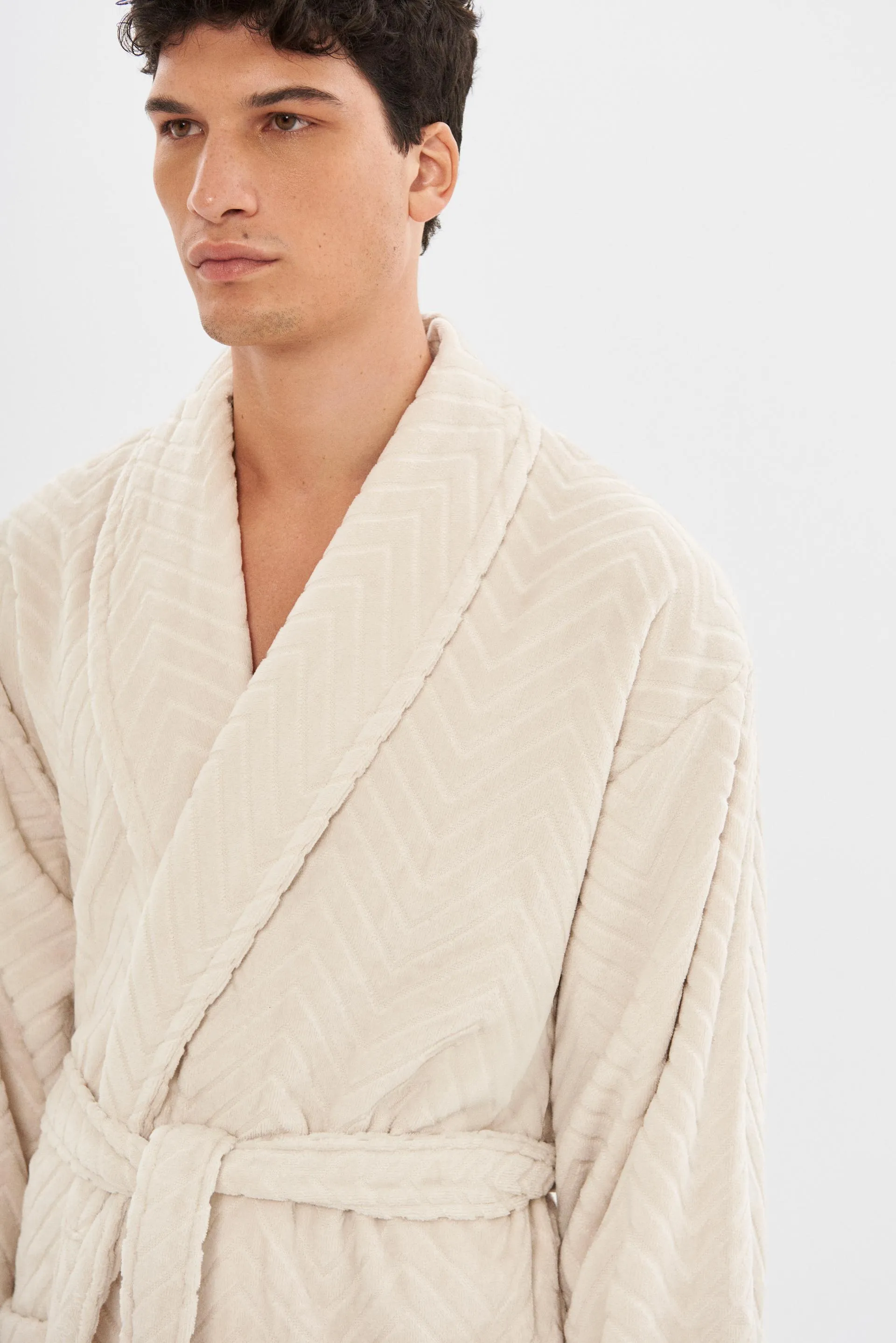 Off White Velour Unisex Relaxed Fit Bathrobe - House Babylon