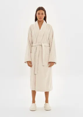 Off White Velour Unisex Relaxed Fit Bathrobe - House Babylon