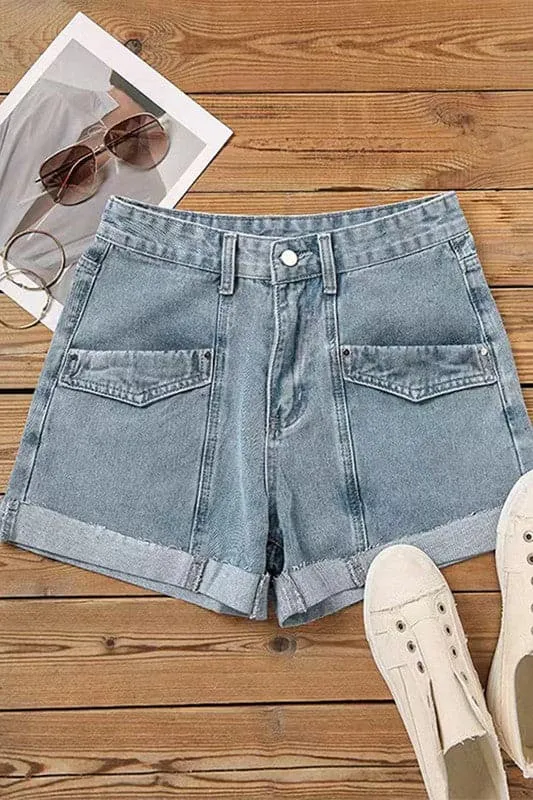 PA842 High Waisted Denim Shorts