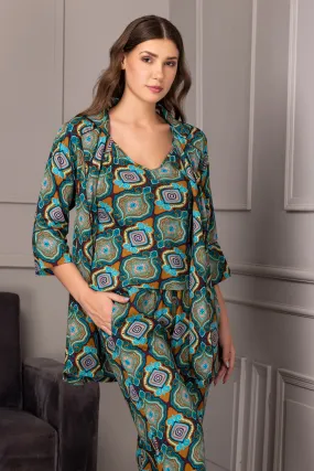 Printed Pj set with Robe