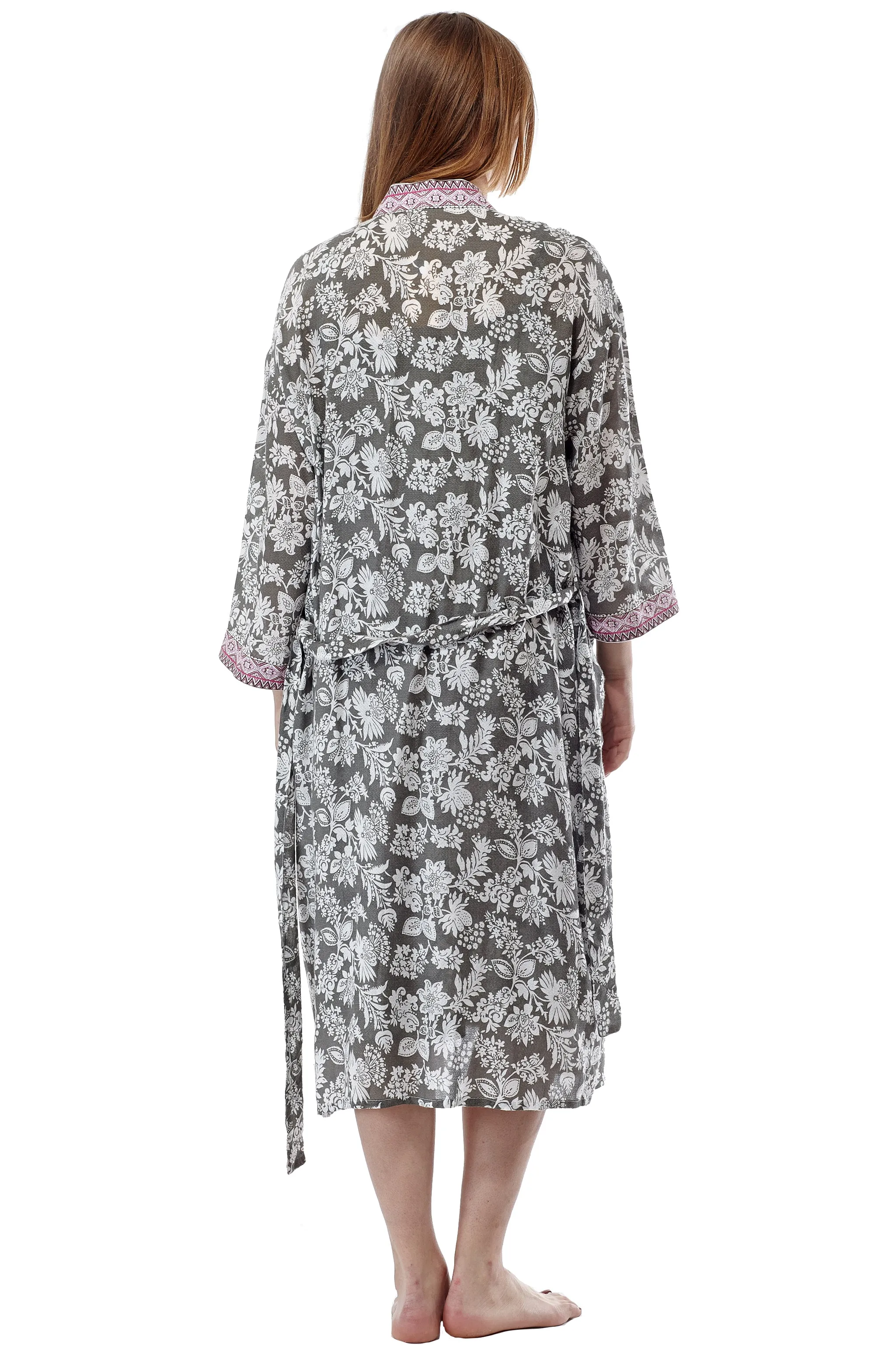 Rayon Sage Floral Robe