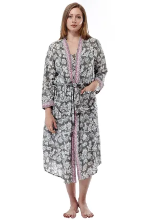 Rayon Sage Floral Robe