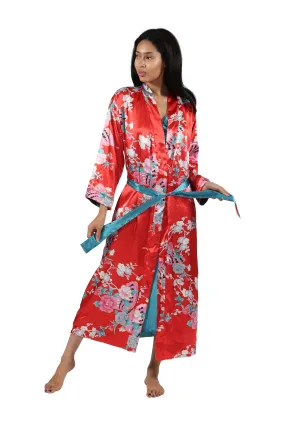 Reversible Floral Satin Robe