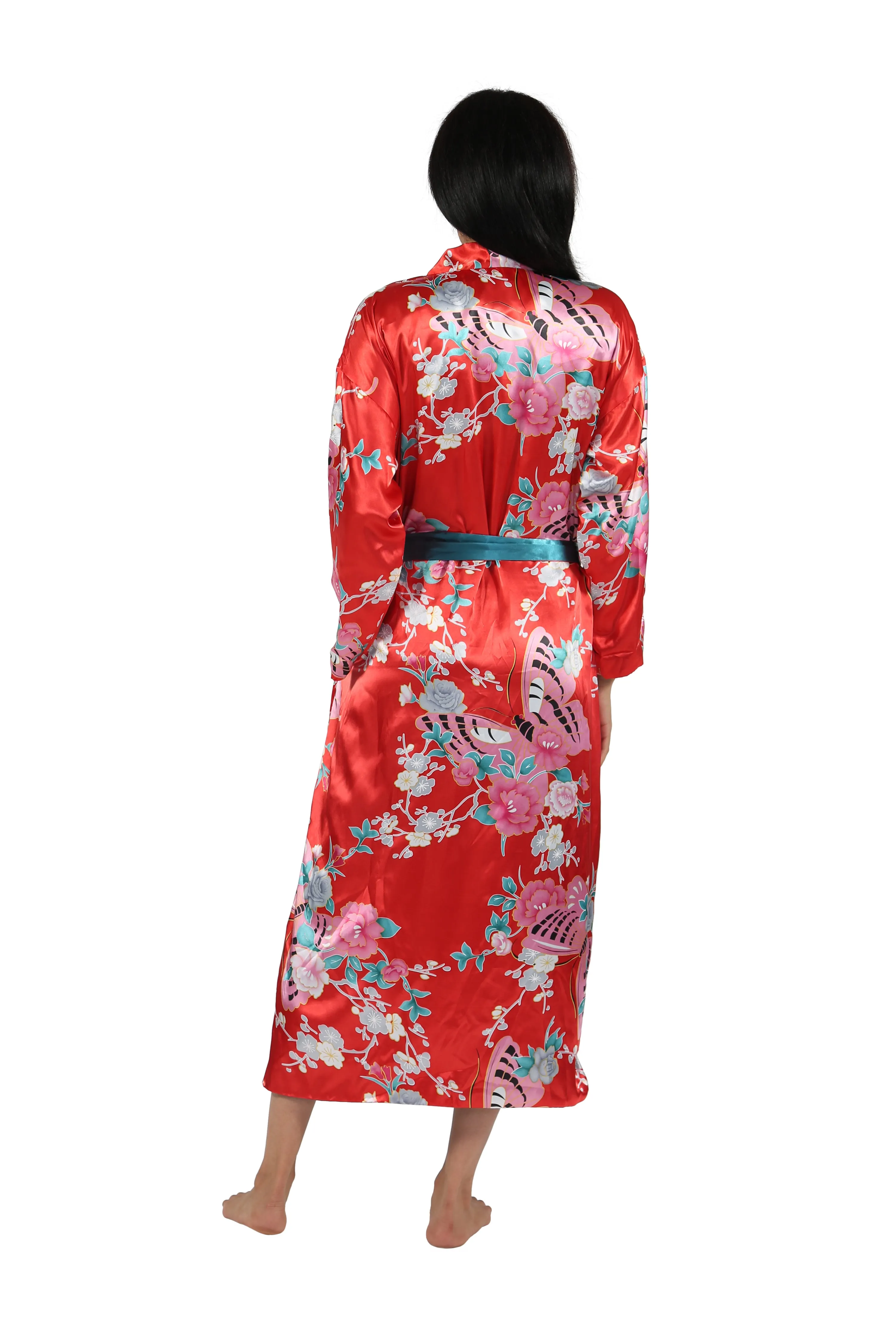 Reversible Floral Satin Robe