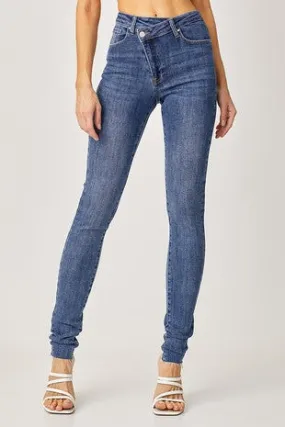 Risen Crossover Skinny Jeans