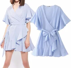 ruffle wrap mini dress