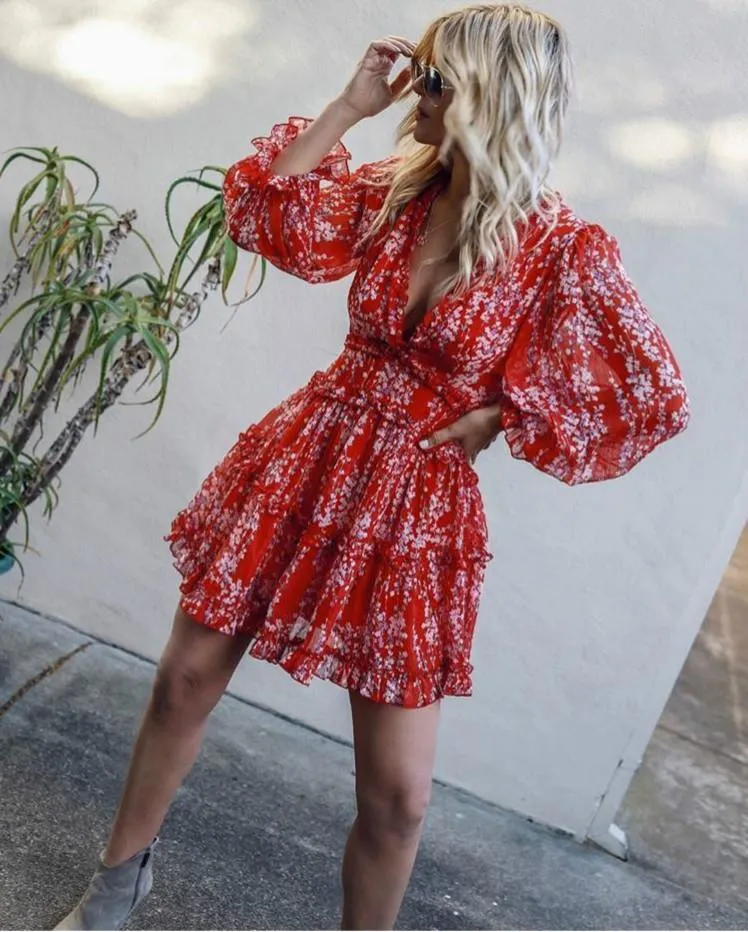 Sexy Backless Ruffled Short Beach Dresses