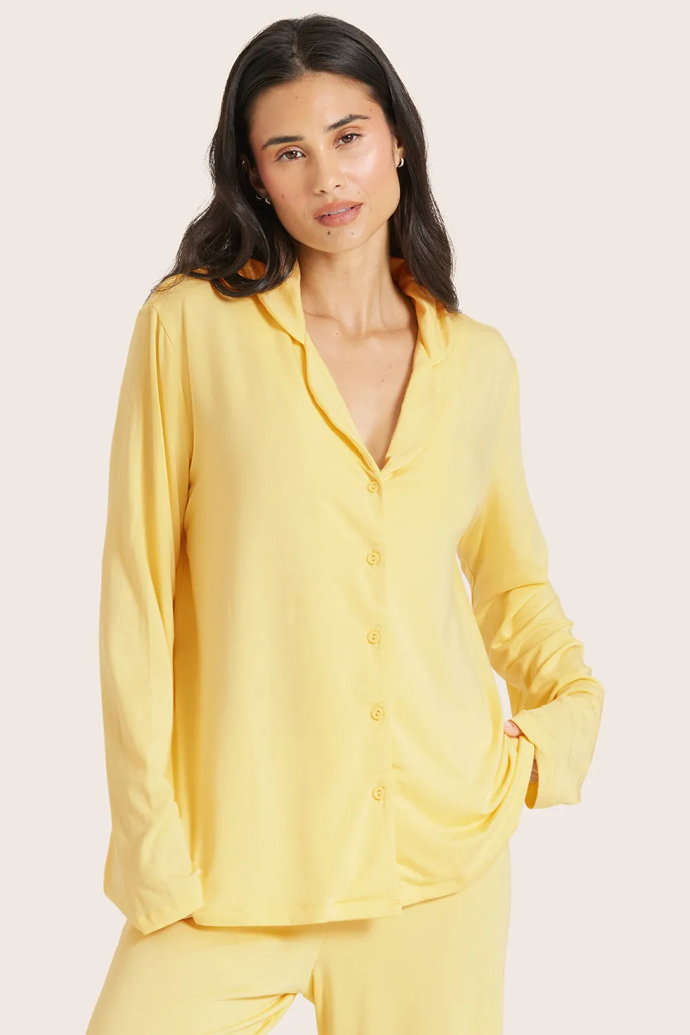 SLEEP JERSEY SLEEP BUTTON DOWN - DANDELION