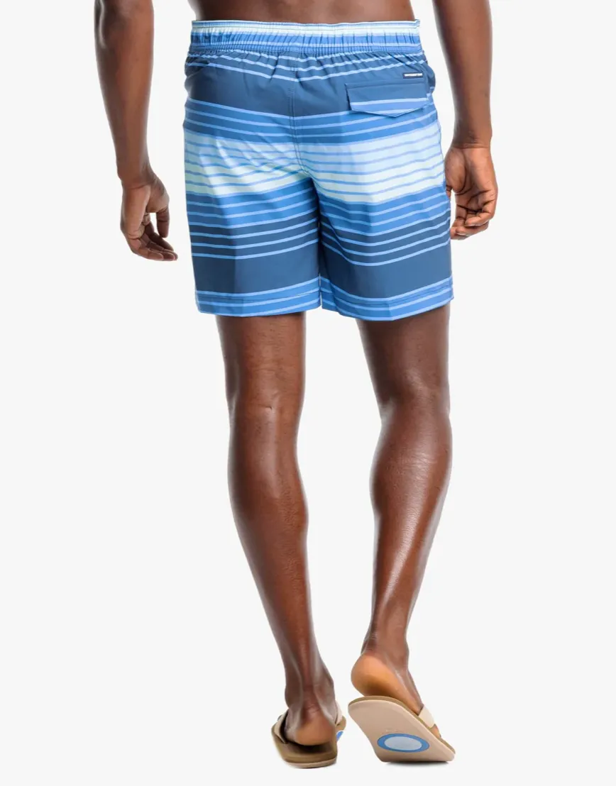 Southern Tide Stripe Water Short Aged Denim