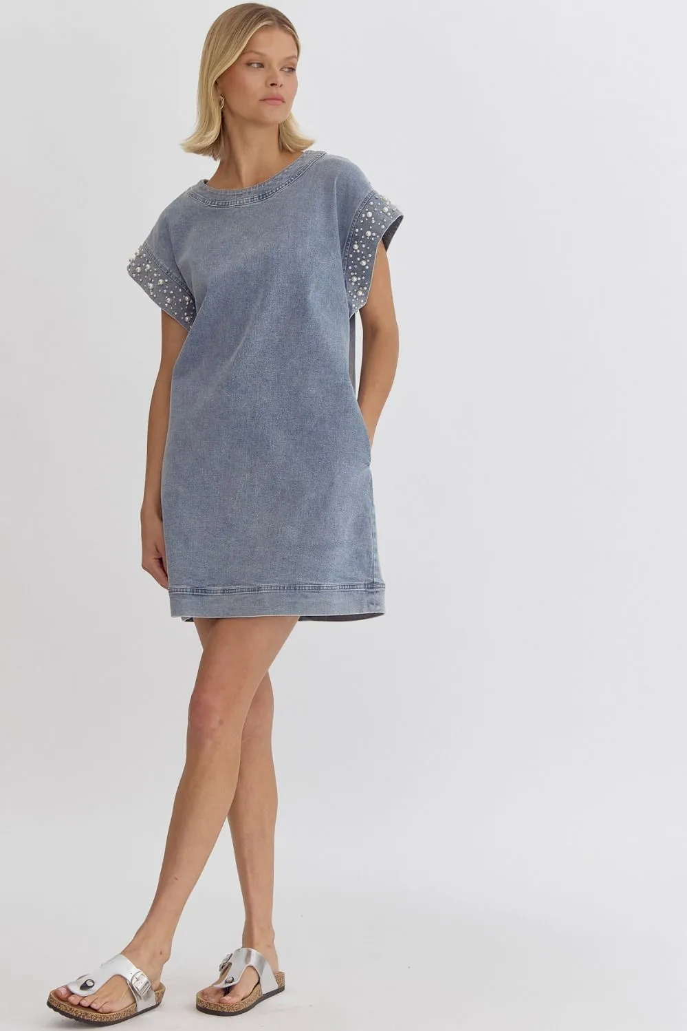 Teresa Pearl Denim Dress