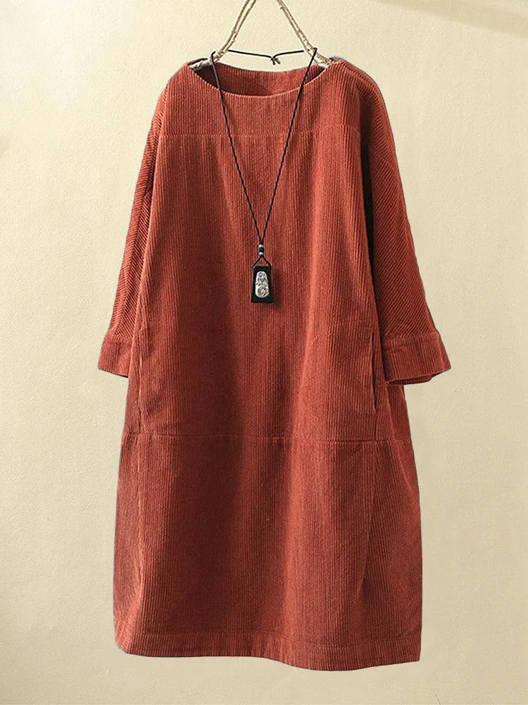 Women Casual Corduroy Fall Dresses