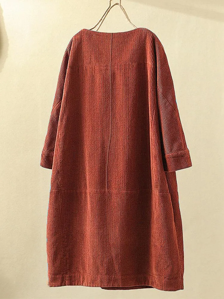 Women Casual Corduroy Fall Dresses