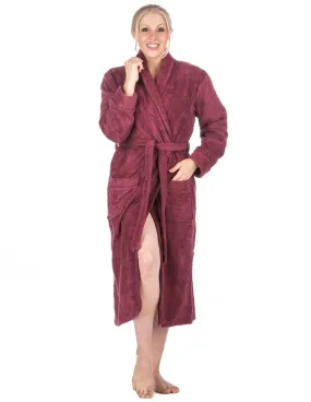 Women's 100% Cotton Terry Bathrobe - Red