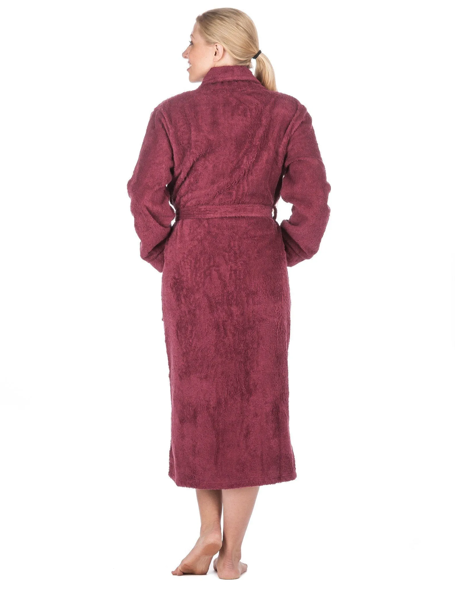 Women's 100% Cotton Terry Bathrobe - Red