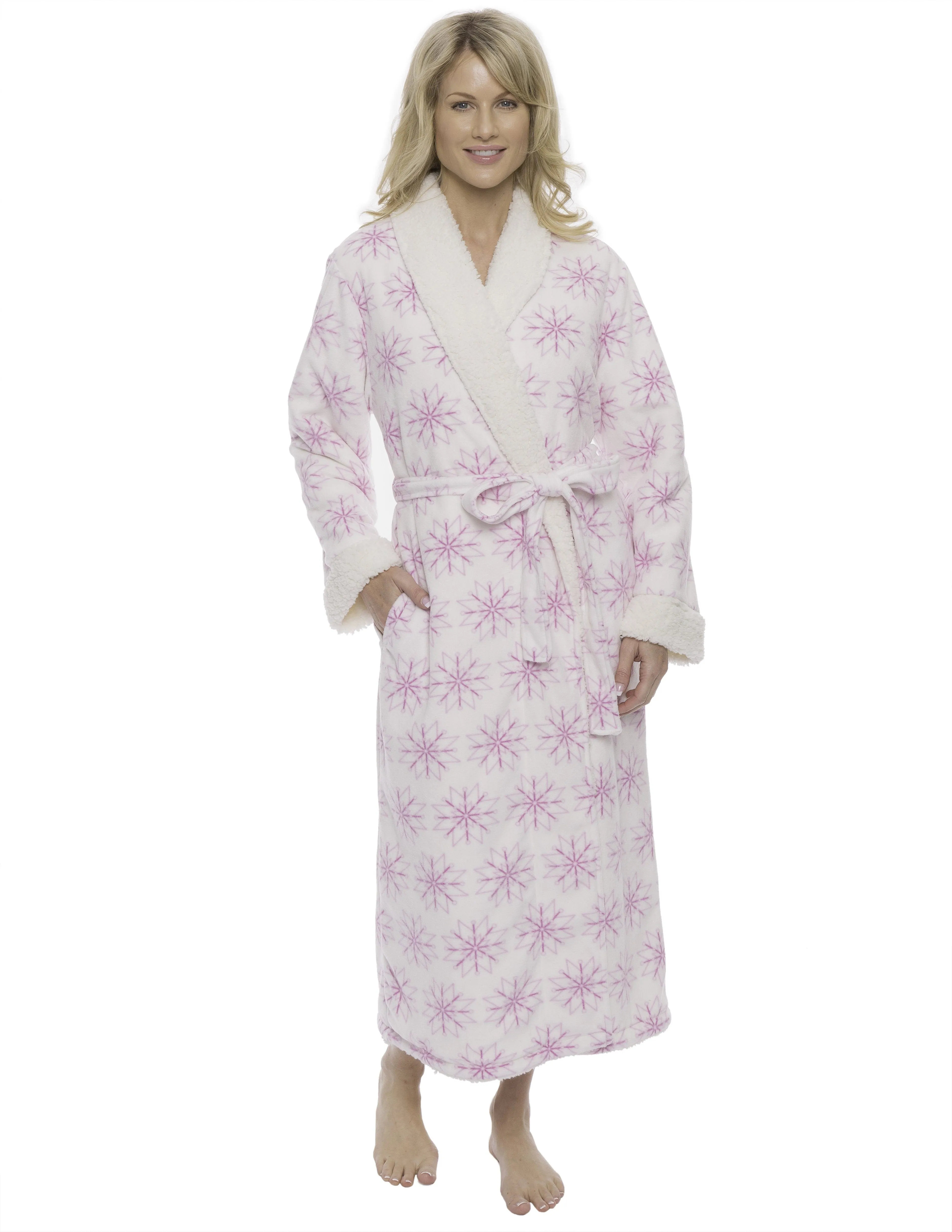 Womens Premium Microfleece Shearling Lined Robe